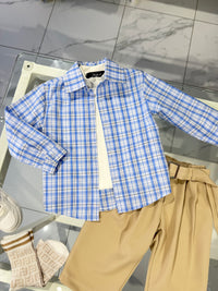 Camicia quadri celeste