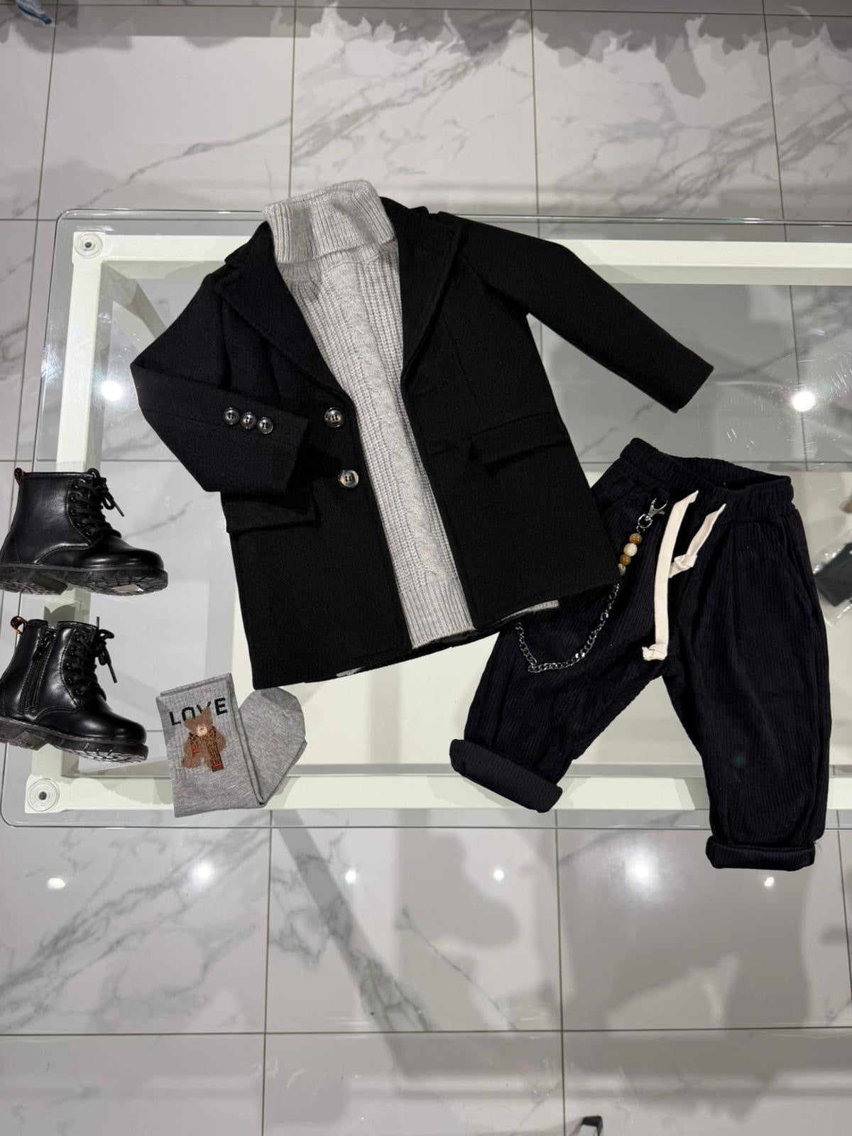 Maglioncino trecce grigio