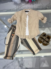 Pantalone righe Lino
