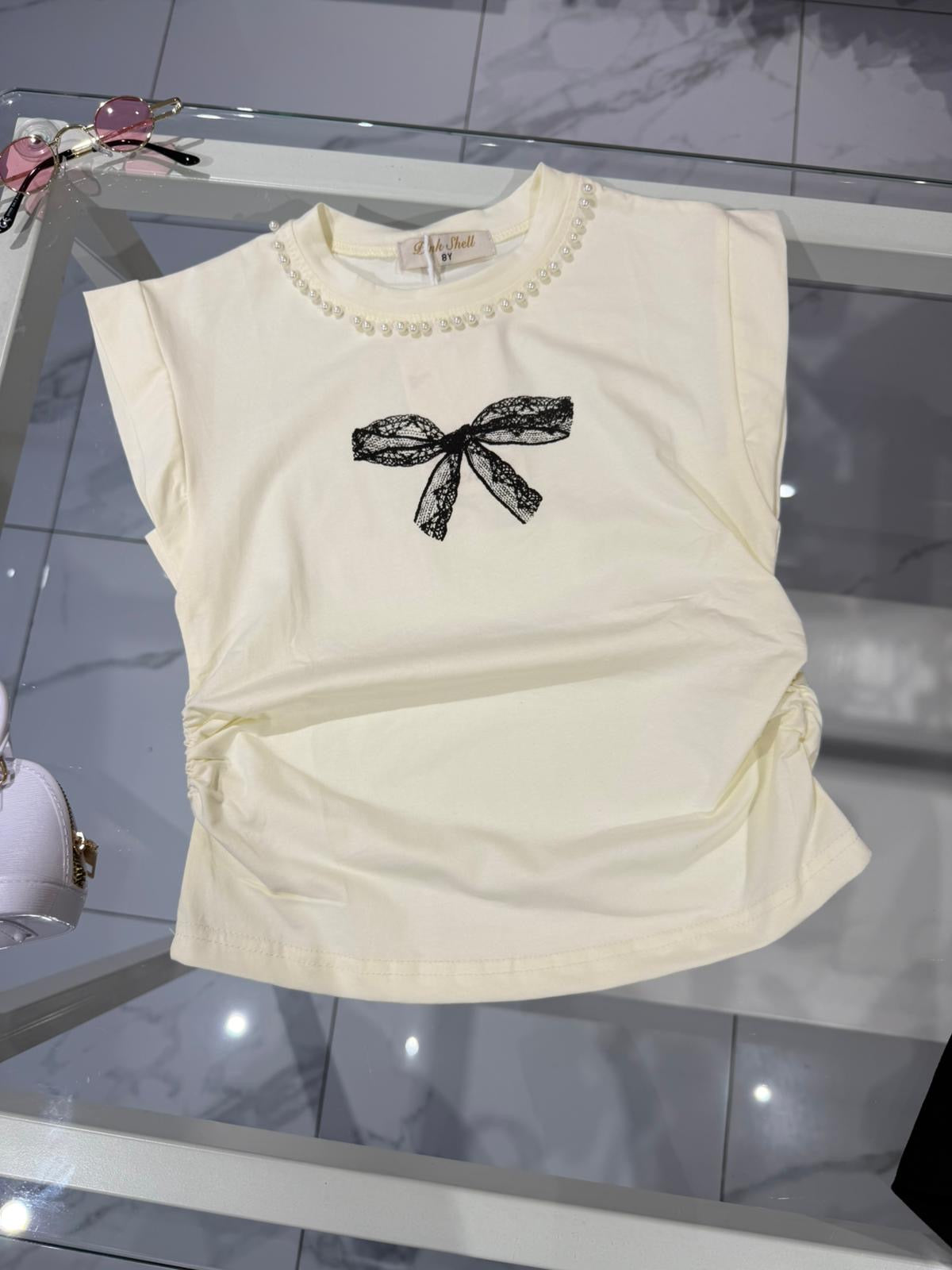 T-shirt fiocco black and white