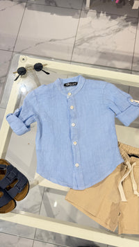 Camicia Lino celeste