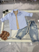 Camicia righe celeste
