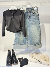 Maglia crop black