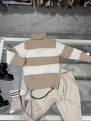 Maglioncino righe beje e bianco