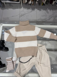 Maglioncino righe beje e bianco