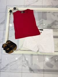 T-shirt smanicata bordeaux