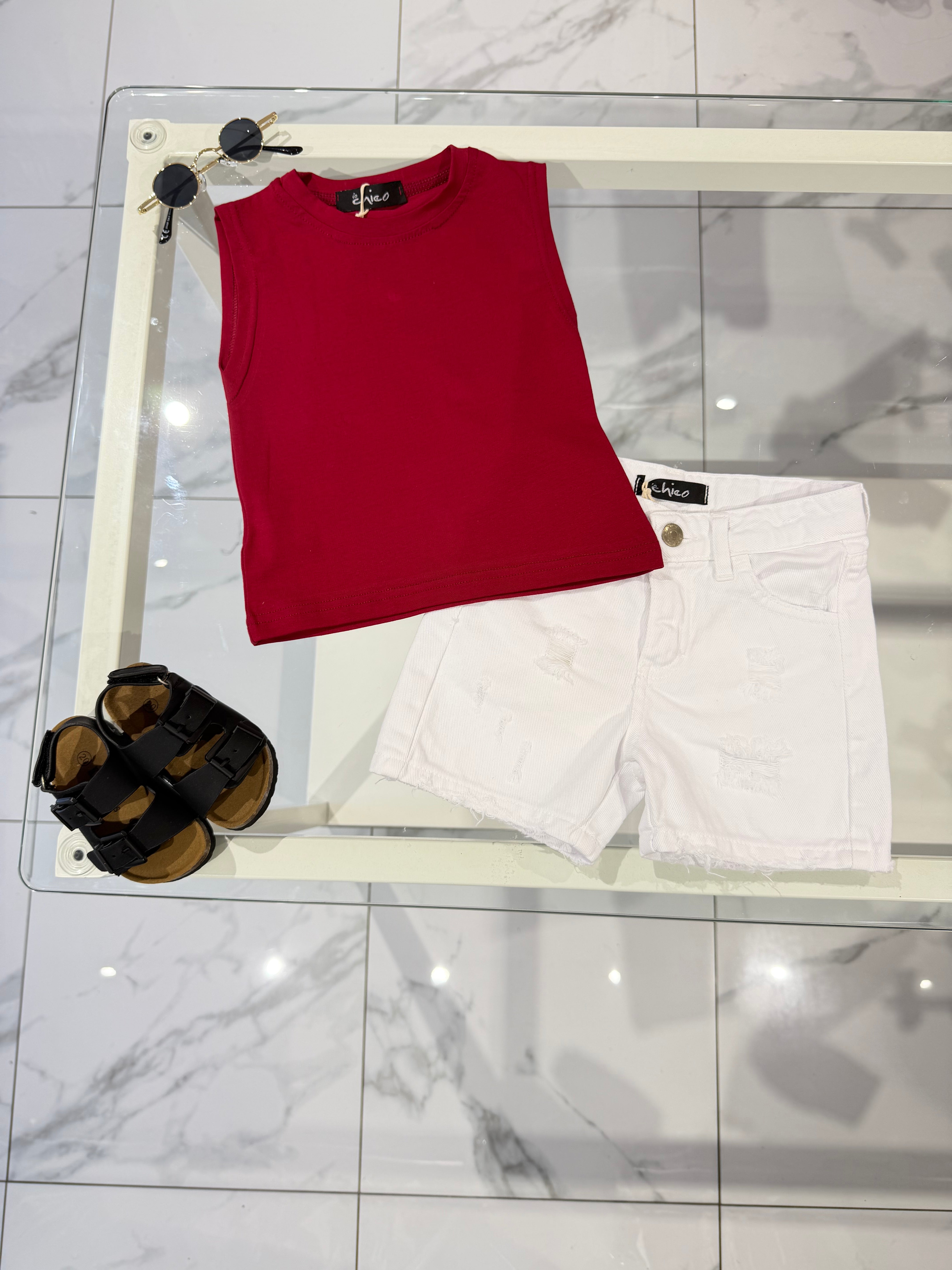 T-shirt smanicata bordeaux