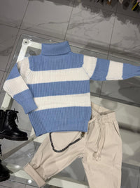 Maglioncino righe celeste e bianco