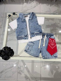 Coordinato Denim smanicato
