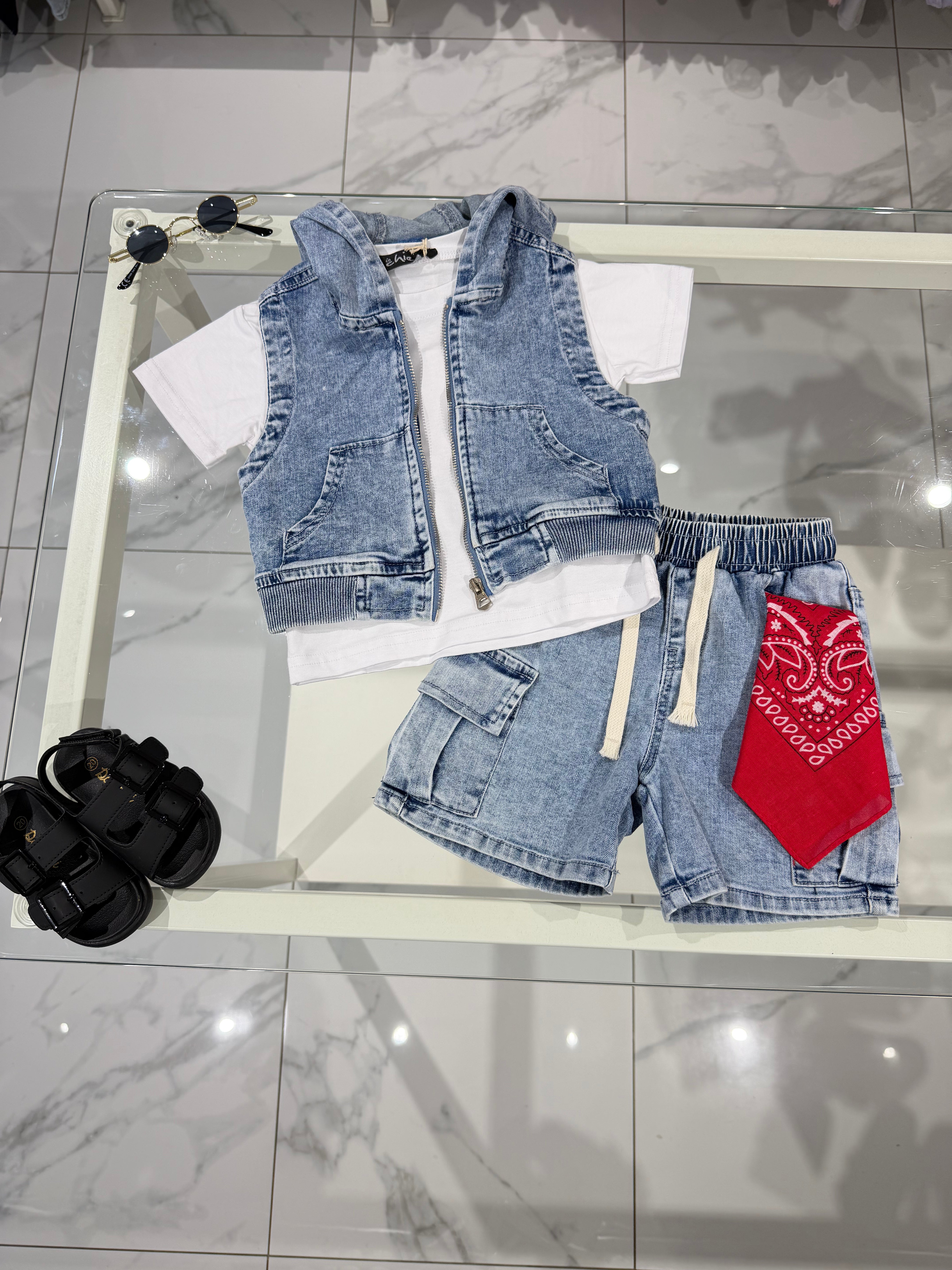 Coordinato Denim smanicato