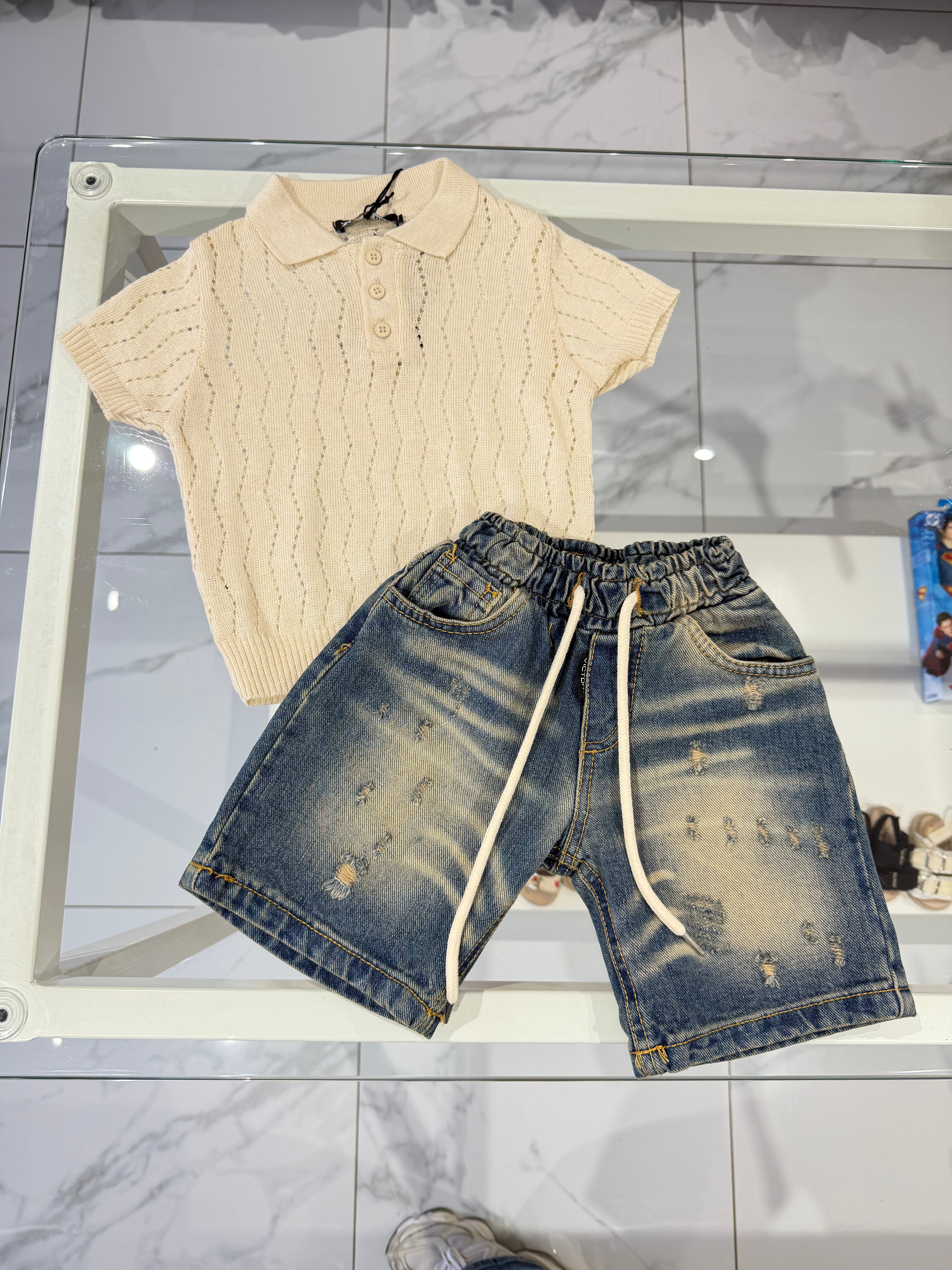 Bermuda jeans sabbia