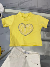 T-shirt yellow cuore