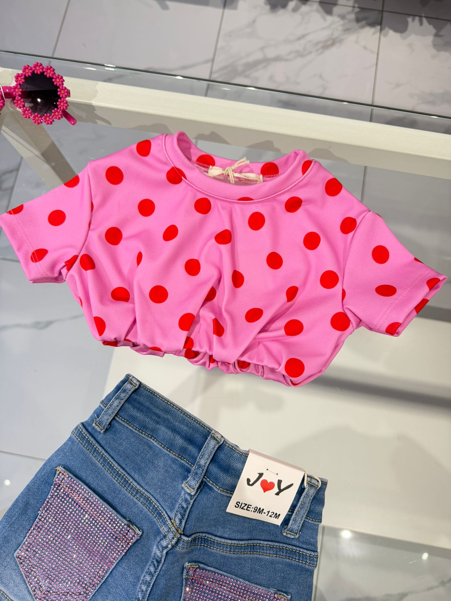 T-shirt pois fucsia