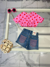 T-shirt pois fucsia